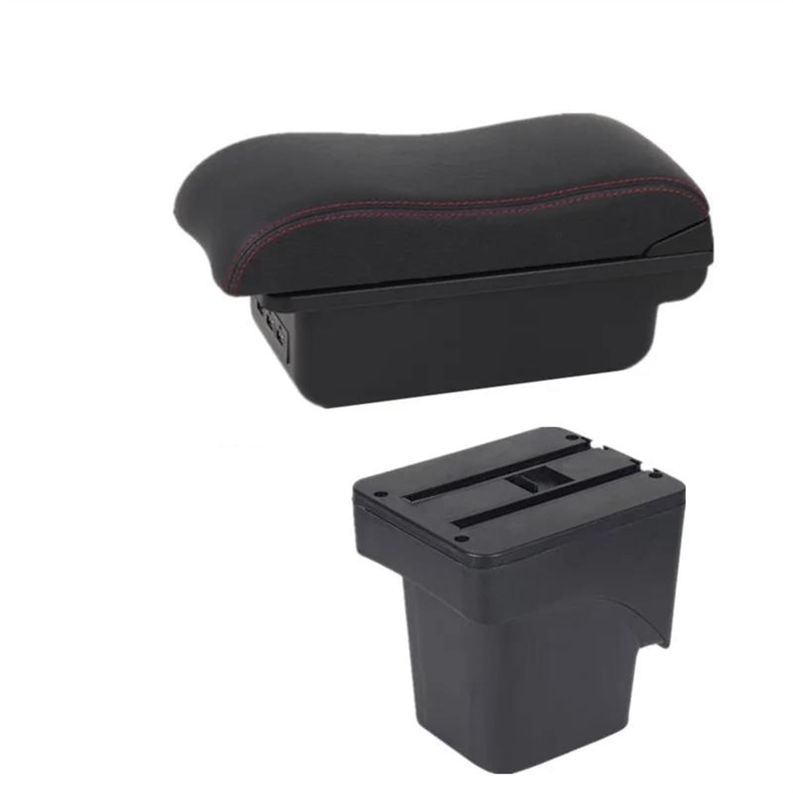 NMJLQW Storage Rack Car Interior Accessories Center Console Storage Box Multifunctional Armrest Storage Box For Focus 2 Mk2(B2 red line 3USB)