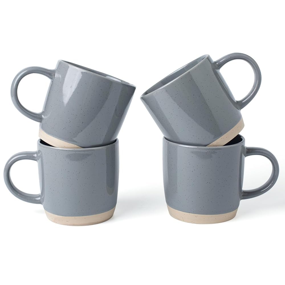 Richmount Milkyway Coffee Mugs Set of 4, 12oz/340ml Stoneware Tea Cups with Large Handle for Latte/Cappuccino/Milk/Cocoa/Tea, Microwave & Dishwasher Safe, Dark Gray — image 1
