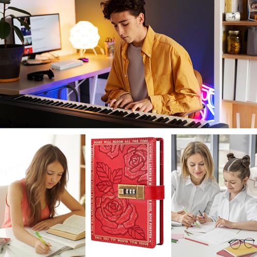 Journal secret B6 anti-regards indiscrets carnet intime en cuir rose à code - 4