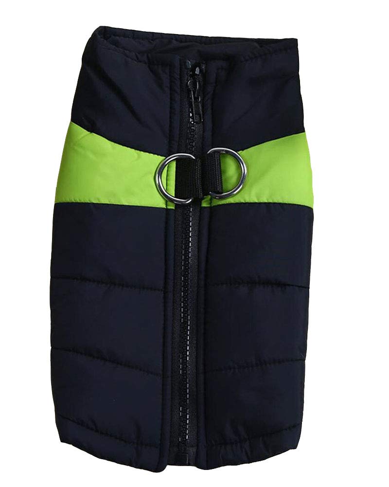 Waterproof Dog Coat Jacke Snowsuit Reflective Winter Warm Padded Vest Clothes for Small Medium Large Dogs Fluorescent Green M — image 1