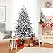 COSTWAY 4.5FT/6FT Pre-lit Artificial Christmas Tree, Snow Flocked Full Xmas Tree with PVC & PE Tips, 160/260 Multicolored LED Lights and 8 Lighting Modes, Lighted Hinged Tree for Home Holiday (6FT)