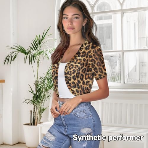 Image of Womens Short Sleeve Bolero Shrug Open Front Knit Cropped Cardigan Shoulder Cover for Dress Cute Casual Knit Cover Up