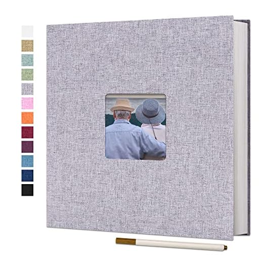 Vienrose Large Photo Album Self Adhesive for 4x6 8x10 Pictures Linen Scrapbook Album DIY 40 Blank Pages with A Metallic Pen