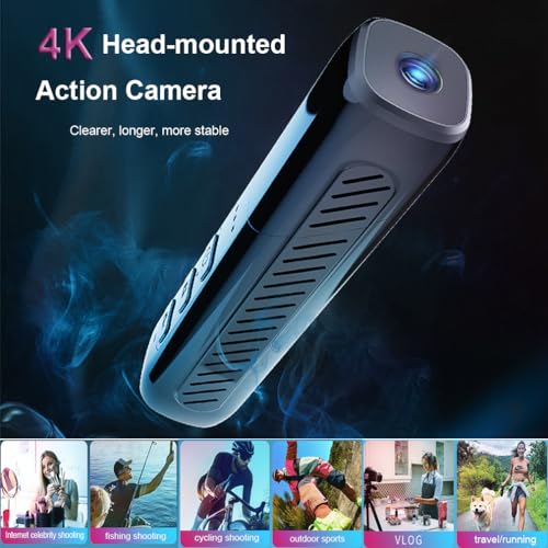 XRC TECH Câmera de vídeo montada na cabeça 4K câmera de vídeo vestível gravador anti-tremulação câme