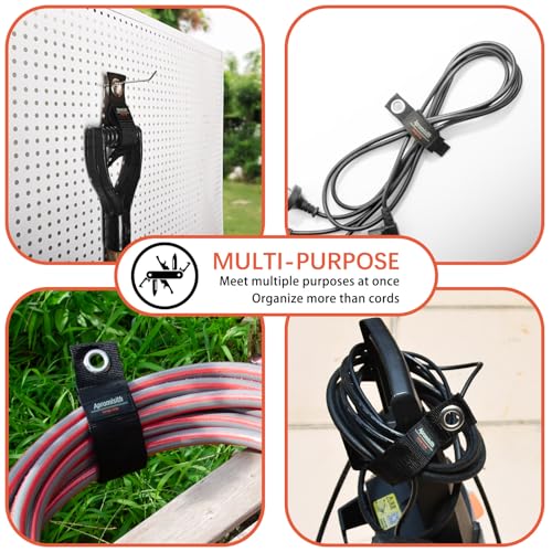 Verlängerungskabel-Organizer & Aufhänger (8er Pack). Flexible Klettbänder mit Dreieckschnalle für Kabel, Drähte, Seile, Schläuche. Optimale Organisation und Aufbewahrung in Haus