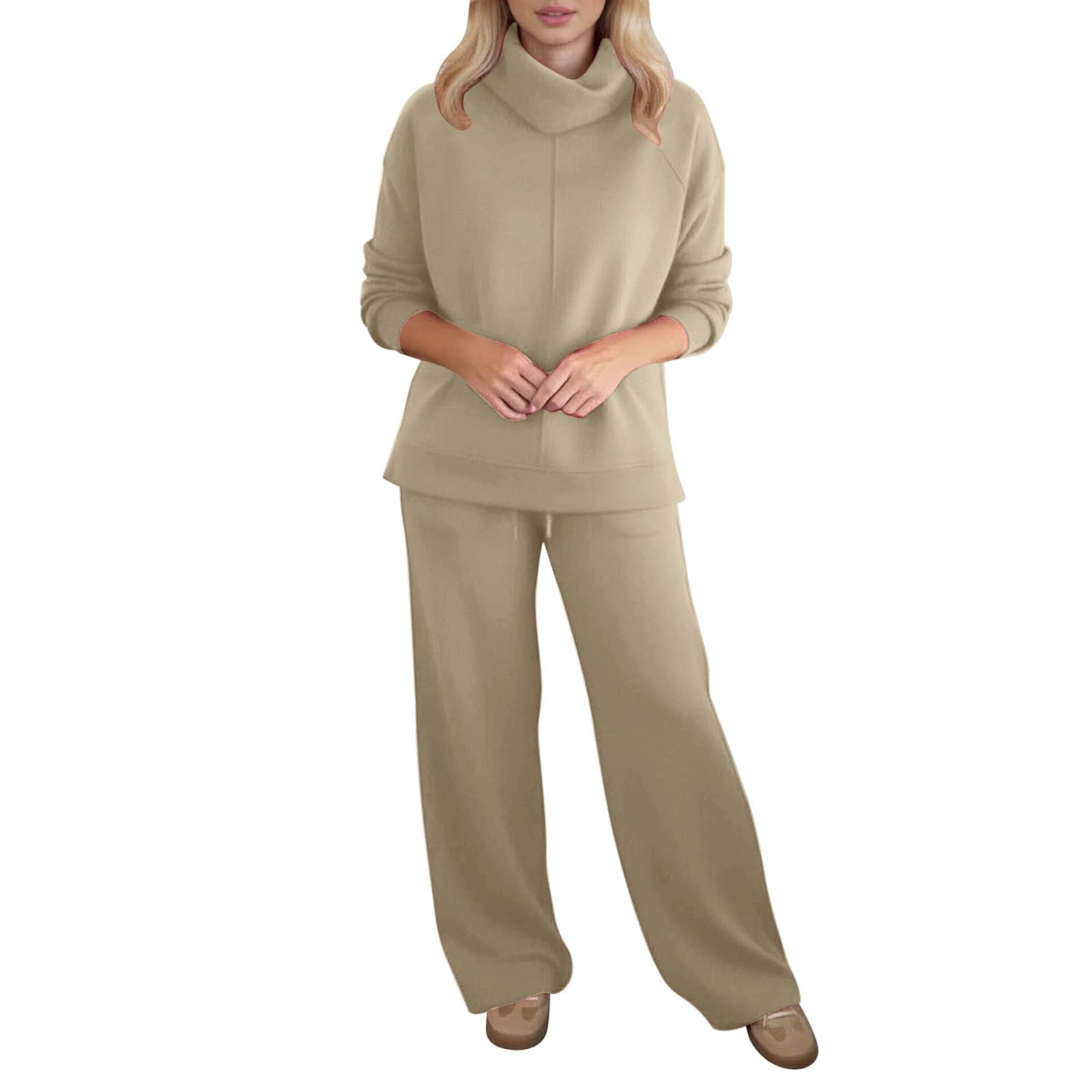 Top e pantaloni casual in maglia con cappuccio da donna per un comodo due pezzi per tutti i giorni, per lavoro e tempo libero.
