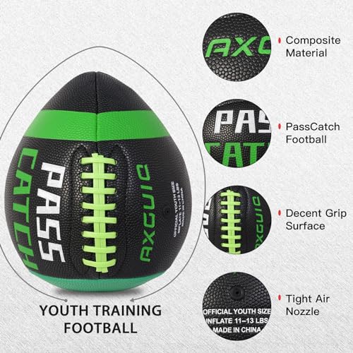 AXGUIQ PassCatch Kids/Youth Size(Ages 5-13) Training Football, Composite Fatherless Bounce Back Youth Football, Training Improving Enhance Solo Passing Catching Skills (Deflated) - Thumbnail 7