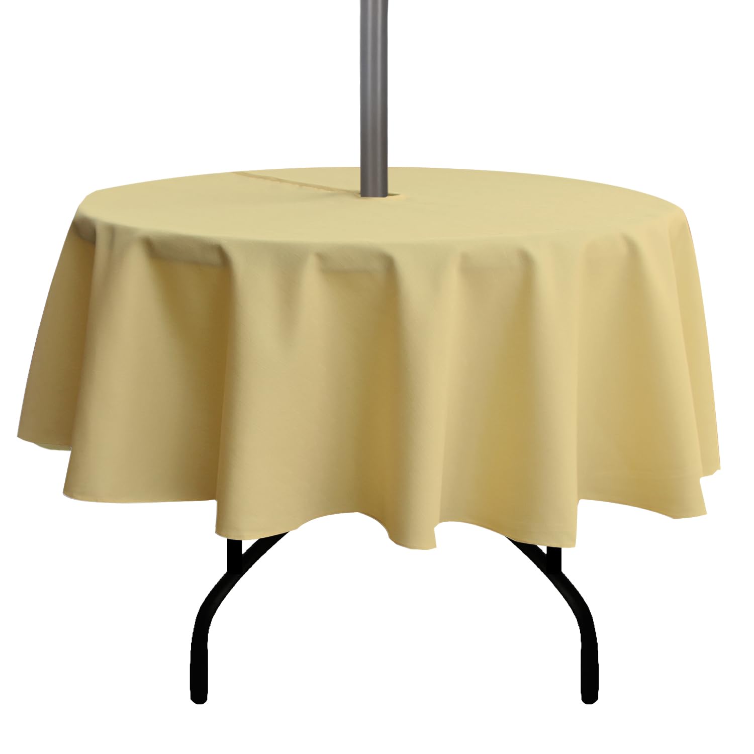 youngseahome Outdoor Tablecloth Wrinkle-Free Stain Resistant Waterproof Polyester Fabric Table Cover with Zipper Umbrella Hole for Picnic/Party/Dinner/Patio Garden(70inch Round,Zippered,Yellow)