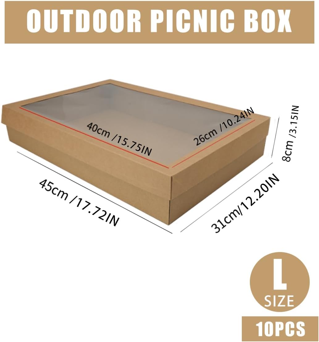 10 pack bakery boxes with window, 17.7x12.2x3.15 inch large cookie boxes, cardboard pastry boxes, take out containers for baking pies, cakes, muffins and pastries (l) l-17.7x12.2x3.15 inch