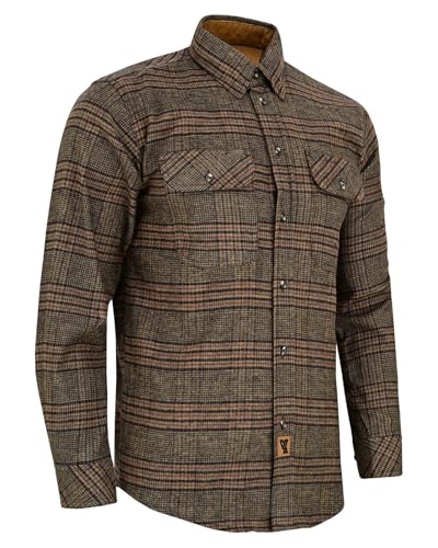 Men's Long Sleeve Plaid Button Down Casual Flannel Shirt, for Men Soft 100% Cotton, Corduroy Cuffs