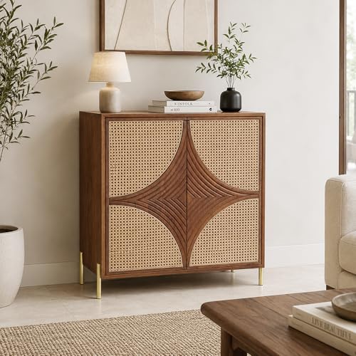 Image of The Attic Arcus Multipurpose Cabinet for Kitchen and Living Room Storage, Classy Sideboard, Solid Mango Wood, Teak Color