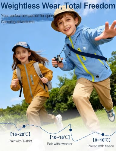 Image of Venzina Kids' Adventure-Ready Windproof Jacket Thermal-Insulated & Water-ResistantFixed Hood for Hiking, Camping, School