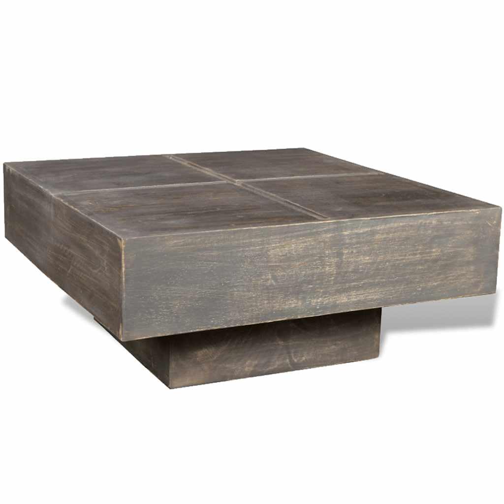 Bout de canapé en bois massif de manguier avec finitions marron foncé premium