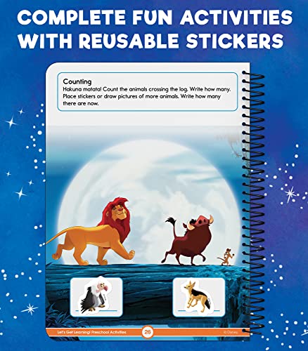 Disney Learning Let's Get Learning! Preschool Activity Book for Kids Ages 3-5, Pre K Wipe Clean Workbook With Letters, Numbers, Shapes, & Sight Words Activities, Reusable Sticker Book for Toddlers - Image 4