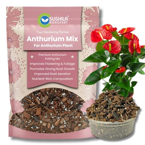 Image of Anthurium Potting Mix 1 KG | 4-in-1 Ready-to-Use Cocopeat & Perlite Soil Blend with Organic Manure Plant Food | Indoor Aroid & Climber Potting Mix for Drainage, Moisture-Retention