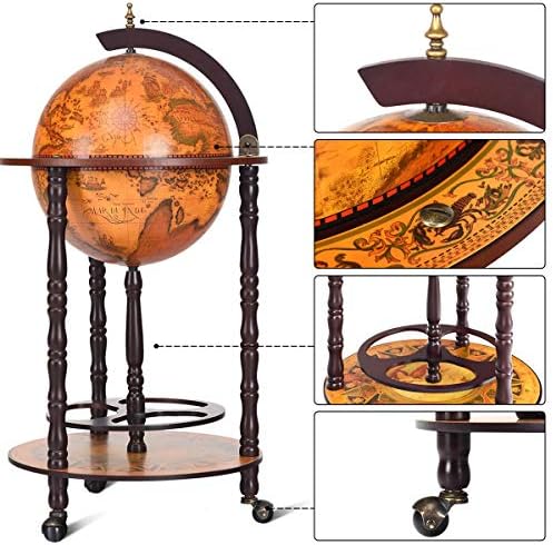 COSTWAY Globe Drink Cabinet Bar Wine Beverage Stand Bottle Italian 360MM Wood (Wood + plastic) (360MM)