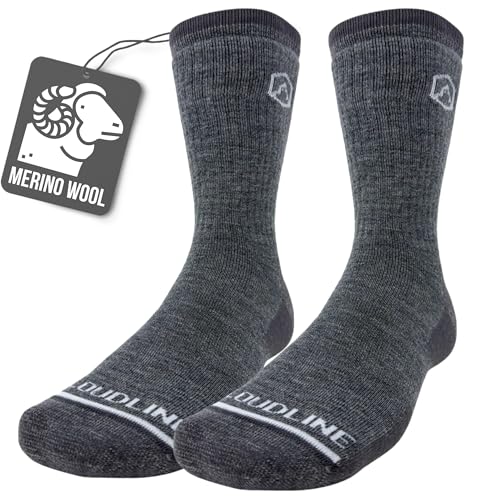 CloudLine Merino Wool Hiking Socks for Men and Women- Ultralight, Thin, Anti-Blister, Moisture Wicking Socks, USA Made 1 Pair
