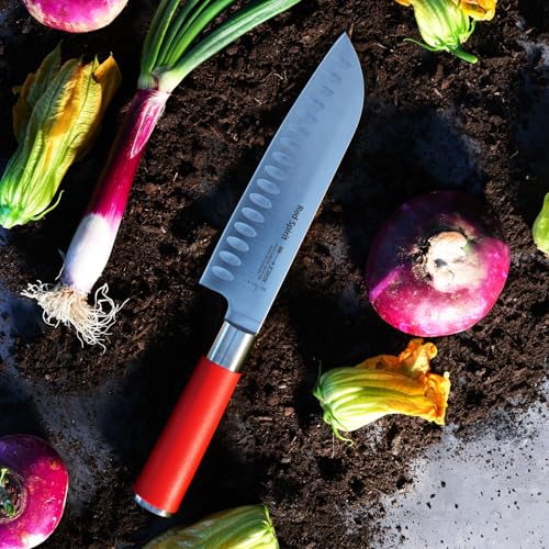 Foto von F. DICK Santoku, Küchenmesser, Red Spirit (Messer mit Klinge 18 cm, X55CrMo14 Stahl, nichtrostend, 56° HRC) 8174218K