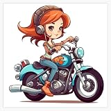 Motorcycle Riding Girl - Adventure Awaits Sticker Decal Car Window Water Bottle...