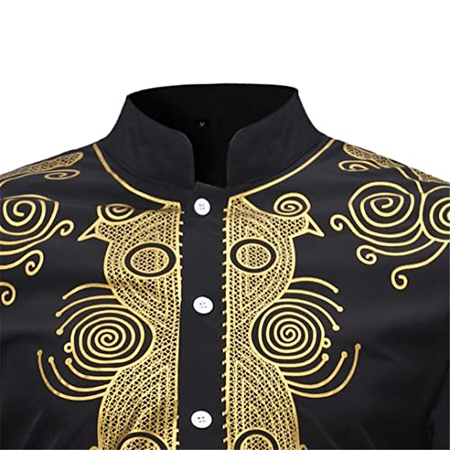 Robe africaine confortable à col mandarine style dashiki - 3