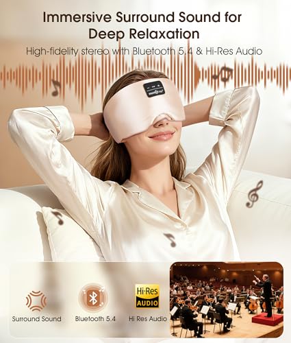 MUSICOZY 3D Silk Bluetooth Sleep Mask Headphones, Mulberry Silk Eye Mask with Ultra-Thin Wireless Speakers, Bluetooth 5.4 Sleeping Headphones for Side Sleepers, Music Sleep Mask Gifts for Men Women — view 4