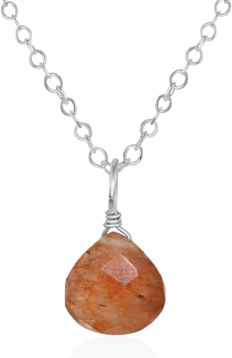 Sunstone Teardrop Necklace in Sterling Silver