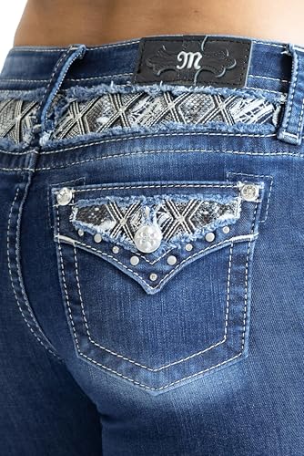 Miss Me Women's Snake Skin Faux Flap Pockets Mid-Rise Bootcut Jeans4