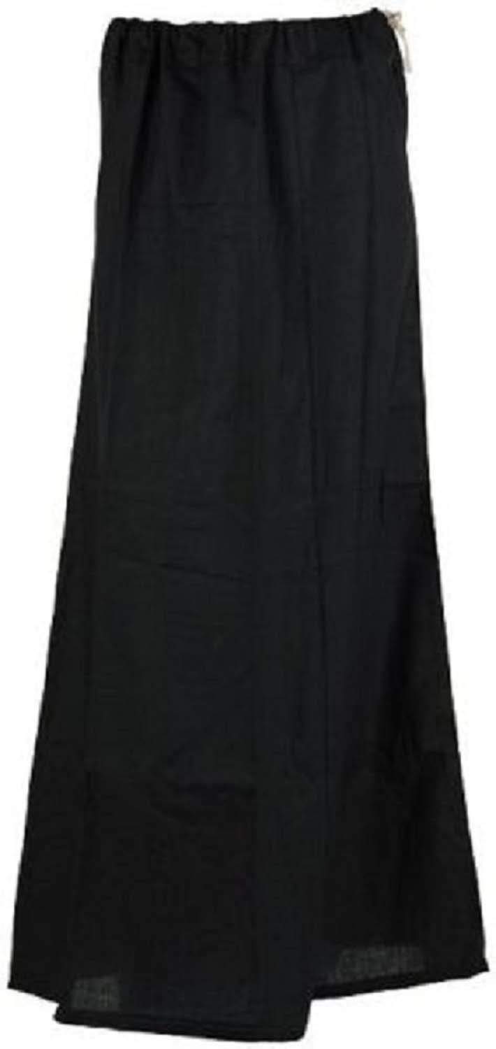 Ethnic Closet Women's Black Indian Saree Petticoat Cotton Wrap Solid Pattern Underskirt Lining For Sari