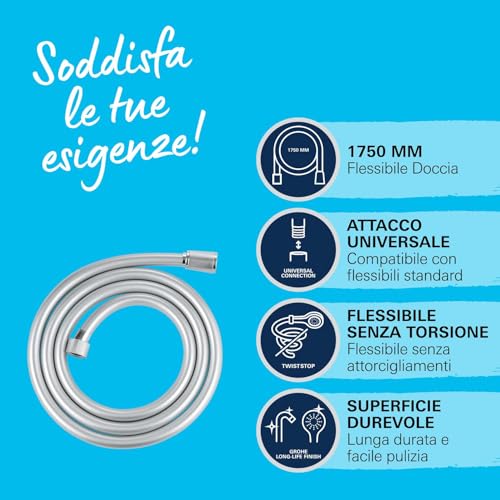 Grohe Quickfix Vitalioflex, Flessibile Doccia, 1750Mm, In Metallo, 27506001 - 4