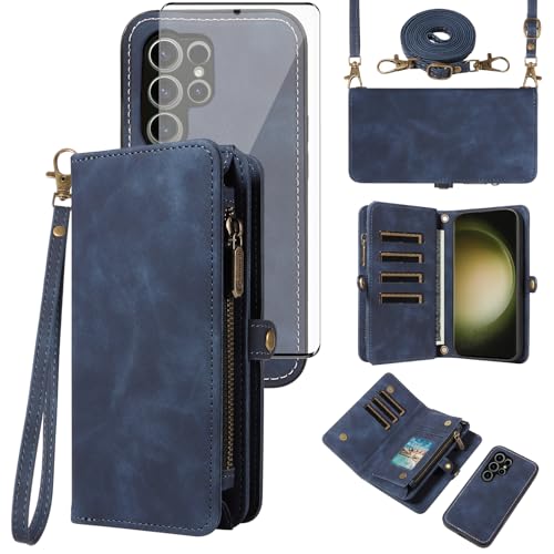 Coque Samsung S23 Ultra Asuwish portefeuille amovible avec protection écran