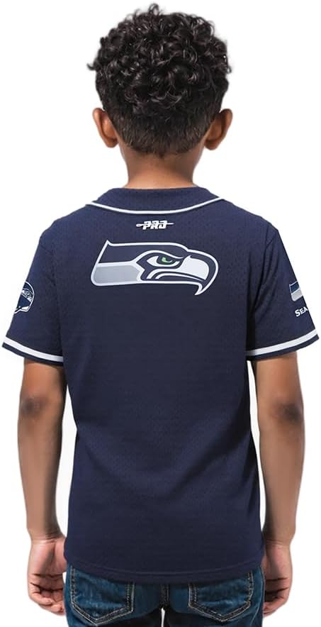 Pro Standard Toddler NFL Seattle Seahawks Mesh Button Down Mesh Top Midnight Navy - Image 3