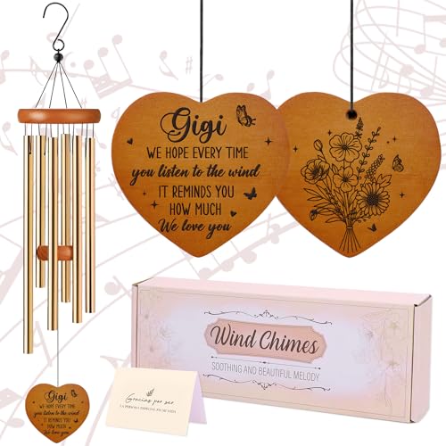 Aunt Gifts Wind Chimes - Metal Windchimes with Card Indoor Outdoor Hanging Decor for Garden Patio Yard Balcony Backyard Appreciation Christmas New Year Birthday Gift for Aunts from Niece