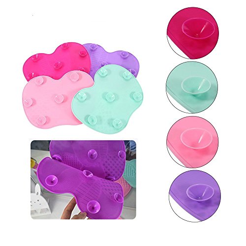 Ranphykx Silicon Makeup Brush Cleaning Mat Makeup Brush Cleaner Pad Cosmetic Brush Cleaning Mat Portable Washing Tool Scrubber with Suction Cup - Thumbnail 5