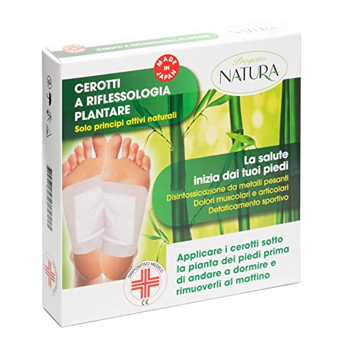 PROGETTO NATURA - Cerotti Detox a riflessologia Plantare - Cerotti Disintossicanti Piedi - Rimozione di Tossine, Riduzione di Dolori Muscolari e Articolari, Defaticamento Sportivo - 5 cerotti