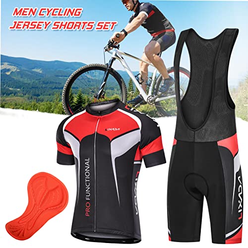 Camisa de Ciclismo,mewmewcat Camisa de ciclismo masculina de manga curta com babador acolchoado Conj