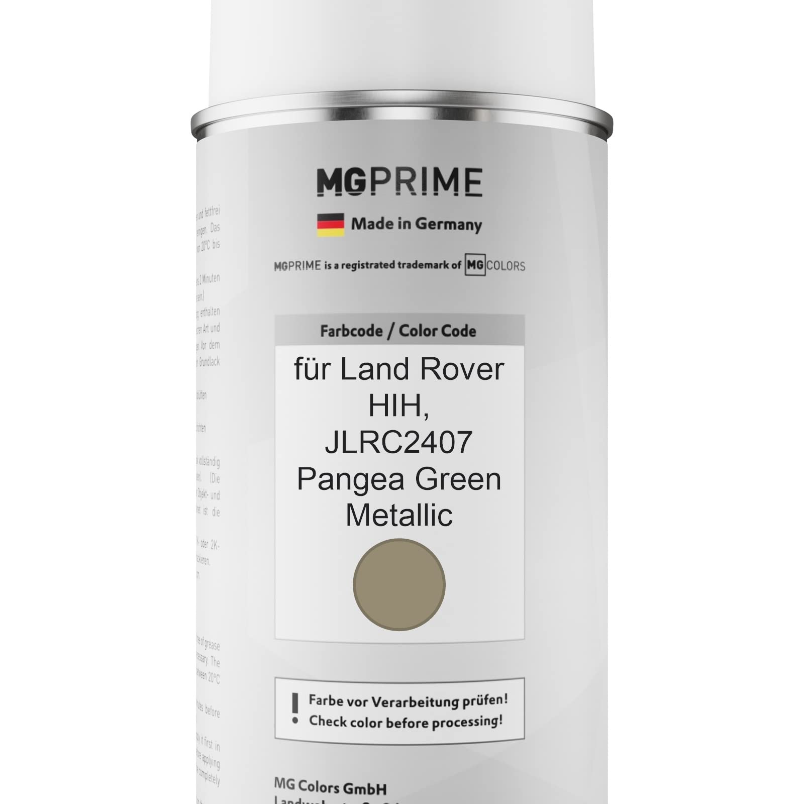 MG PRIME Vernice per auto Kit bombolette spray 2K per Land Rover HIH / JLRC2407 Pangea Green Metallic Bomboletta a spruzzo vernice di base 2 componenti vernice trasparente