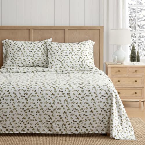 Image of Martha Stewart - Queen Cotton Flannel Sheet Set with Pillowcases | Brushed Feel, Breathable Comfort, Deep Pocket Fit, Fully Elasticized Edge, Self-Hem Finish, Machine Washable
