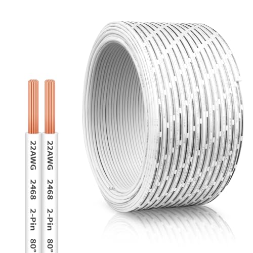 100 FT 22 AWG 2-Pin Universal Garage Door Wire 2-Conductor Bell Wire for Garage Door Sensors Extension Cable Wires Cord Line for Control Station and Sensor