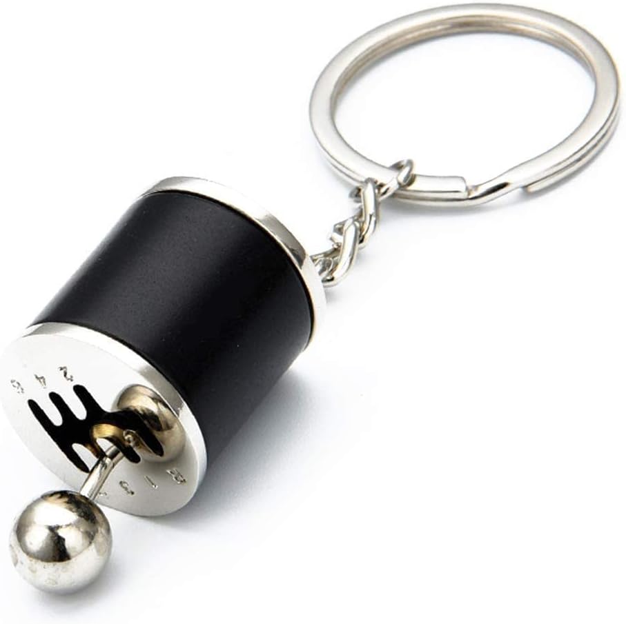 Metal Shifter Gear Keychain,6 Speed Shifter Keychain,Mini Car Gear Shift Stick Knob Keyring Manual Transmission Gearbox Key Chain Creative Car Key Fob Keychain Accessories (Black)