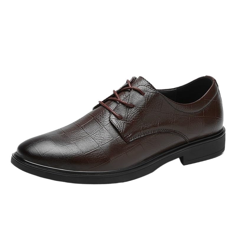 Mens Dress Shoes Waterproof Leather Business Slip Resistant Classic Fashion Lace Up Evening Round Toe