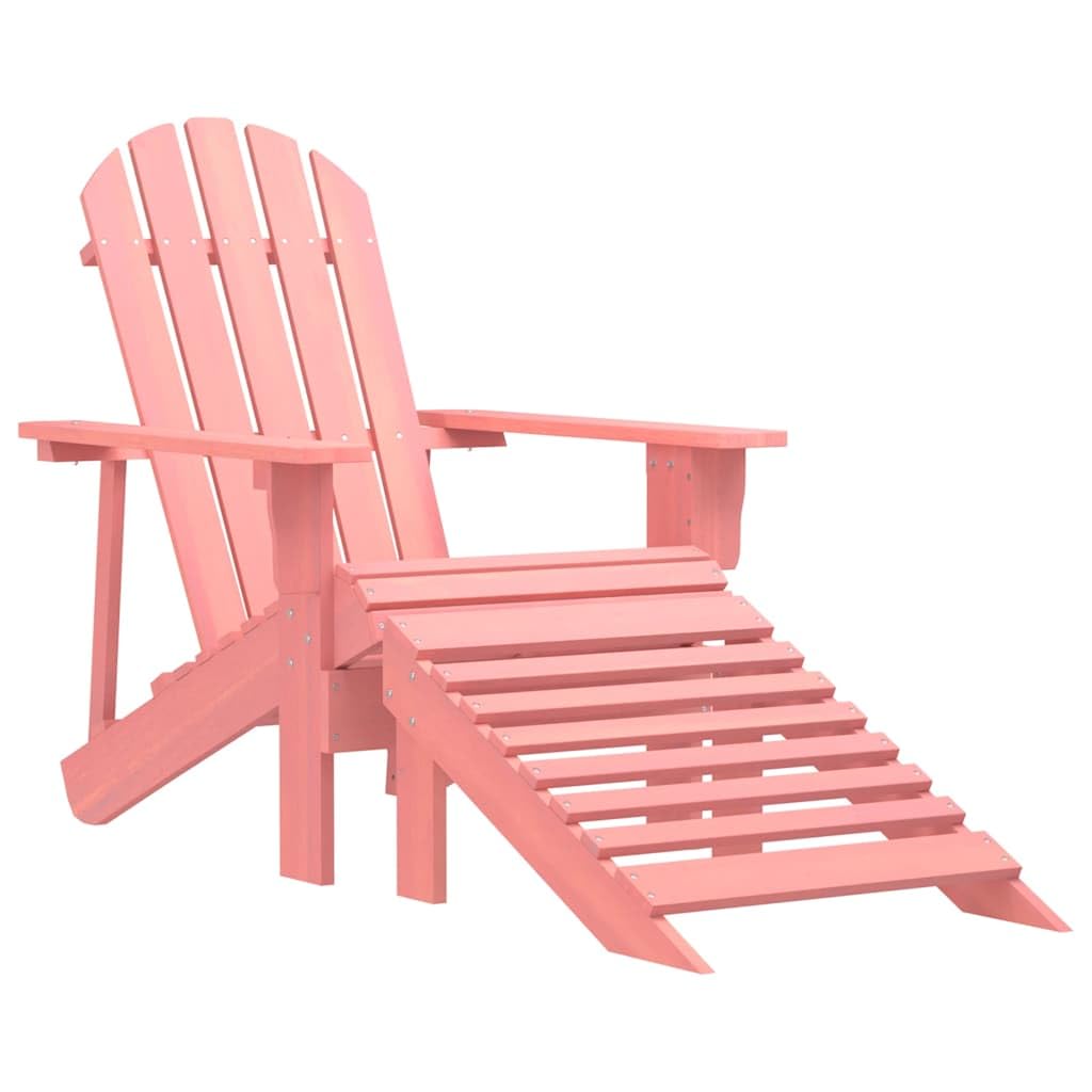 vidaXL Garden Adirondack Chair with Ottoman Solid Fir Wood Pink