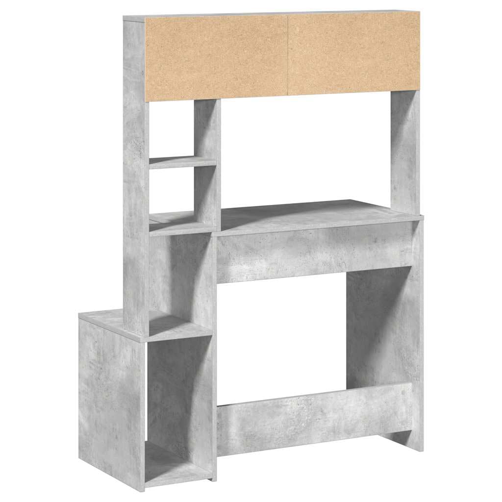 Scrivania con ripiano grigio cemento, 100 x 45 x 140 cm, in legno, grande scrivania da ufficio con spazio di archiviazione, versatile come tavolo da gioco o scrivania per computer, utilizzabile per