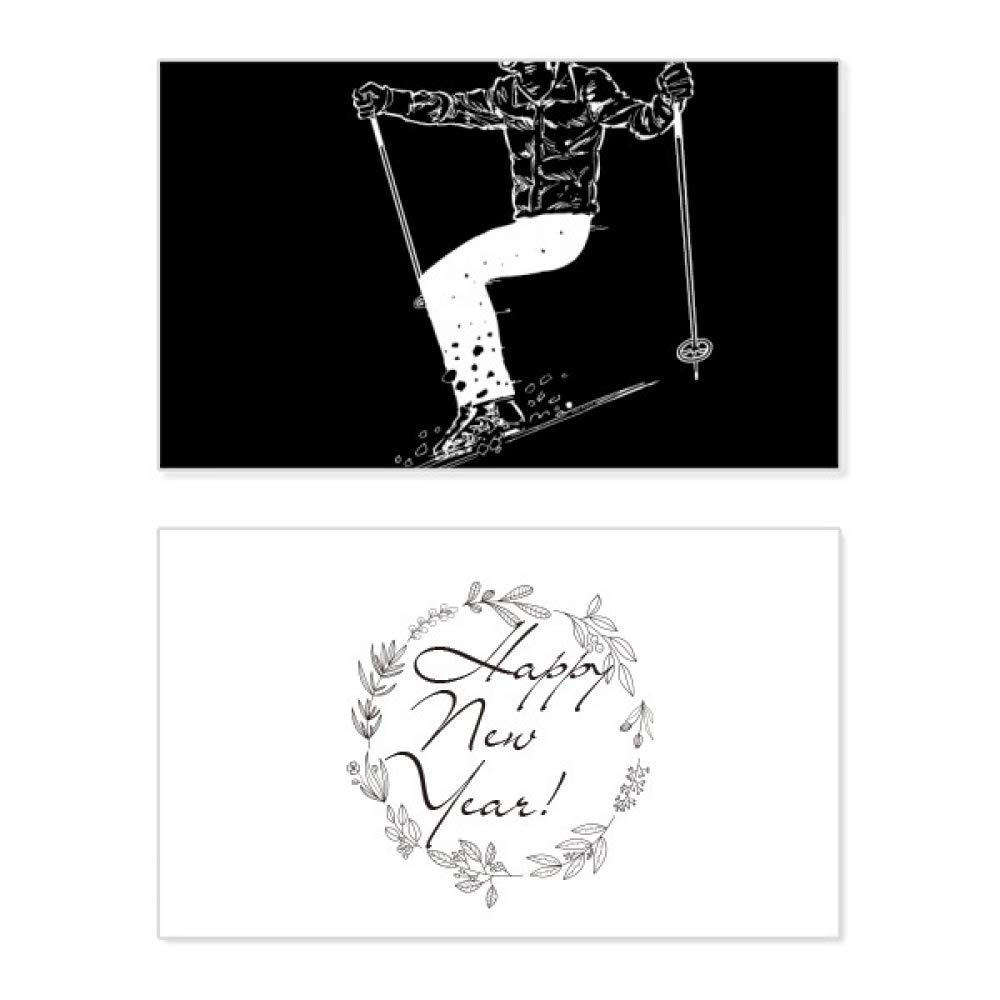 Tarjeta de año nuevo Black Winter de diseño de esquí negro para felicitación invernal 5