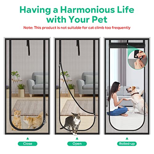 Upgraded Reinforced Cat Screen Door, 36X82” Heavy Duty Pets Proof Screen Door With Two Way Zips, Prevent Dogs Cats Running Out From Home, Bedroom, Living Room, Kitchen Patio Door #TOP4