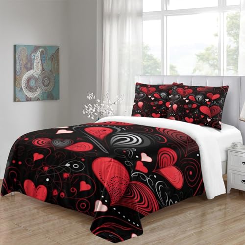 Housse de couette 3D amour en microfibre 140x200 cm avec taies