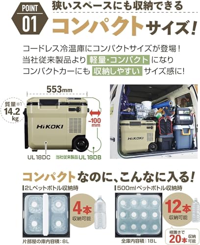 undefined HiKOKI(ハイコーキ) 14.4V/18V 充電式 冷温庫 UL18DC(WMGZ) + バッテリー(BSL36B18X) セット の商品画像 1