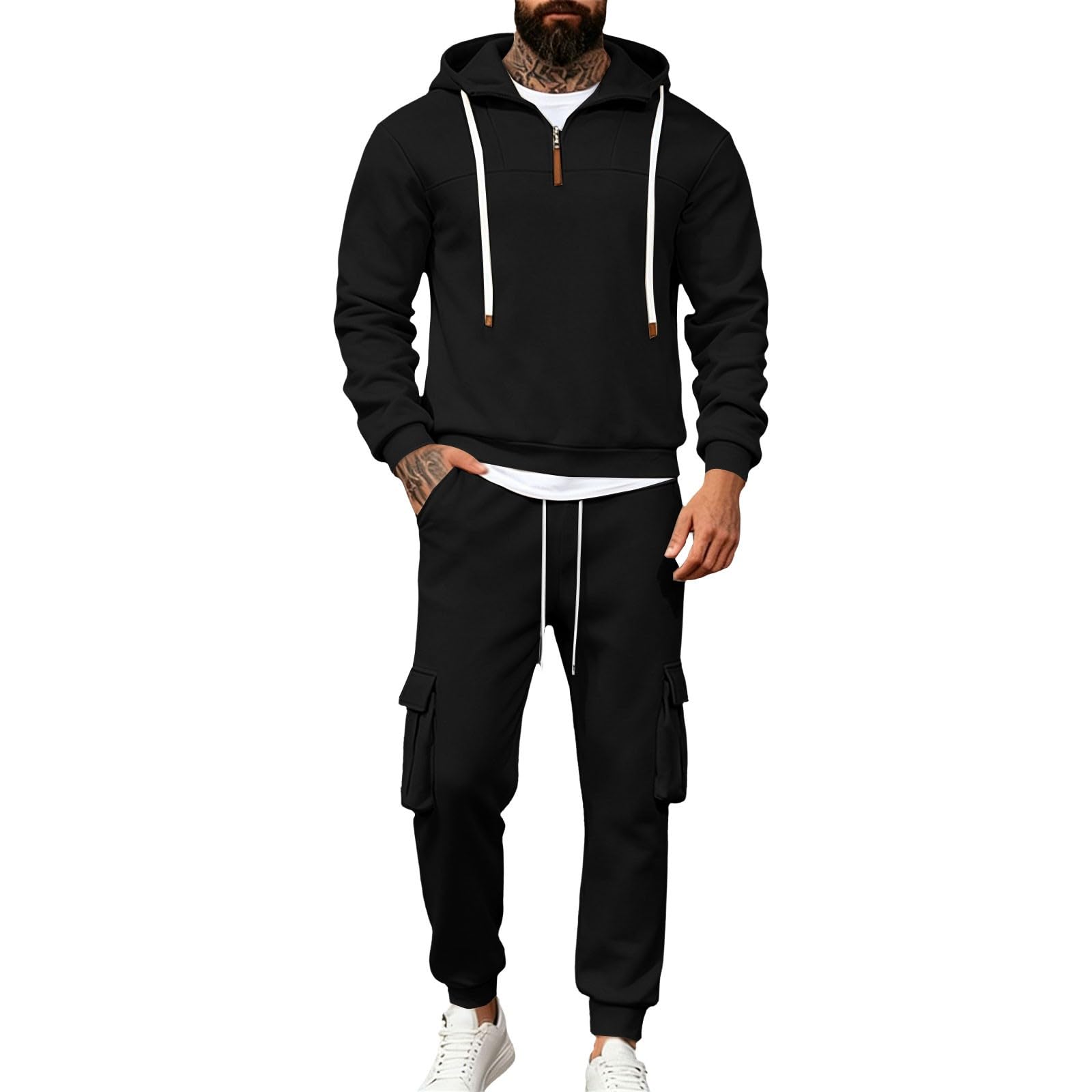 Conjunto completo de 2 piezas con capucha y cremallera para hombre