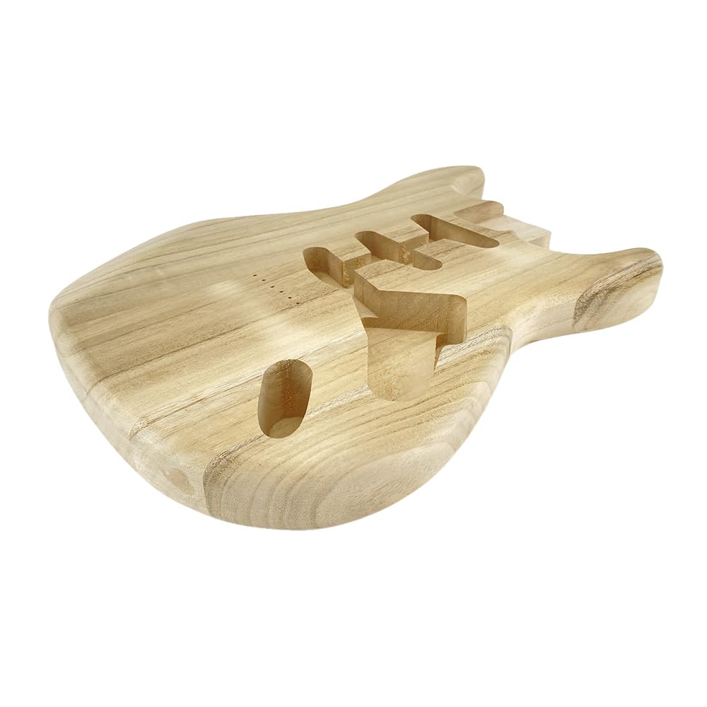 Unvollendeter Paulownia-E-Gitarrenkörper, SSS-Tonabnehmer-Routing, leichter Anschraubkörper für DIY-Gitarrenprojekte, Ersatz (Stil 2)