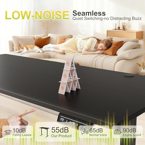 Image of Furmax 55 Inches Electric Standing Desk, Home Office Desk with Phone Holder
