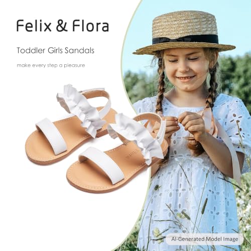 Image of Felix & Flora Toddler Girl Sandals - Little Girl Easter Dress Shoes Lightweight Open Toe Beach Holiday Flats